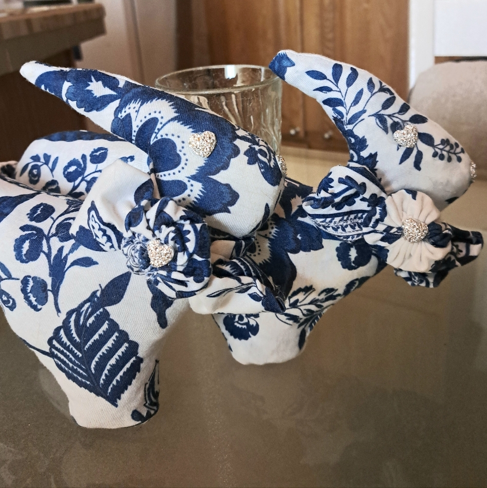 Two Pretty Spring/Easter Rabbits 12" Long 7" Tall (Handmade) - Picture 2 of 5
